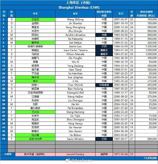 申花亞冠增援五外援，戴偉浚傷仍入選